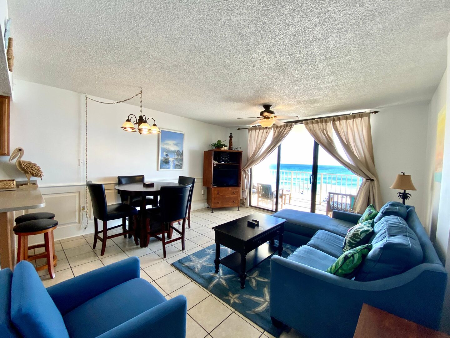 The living room in one of our Orange Beach vacation homes