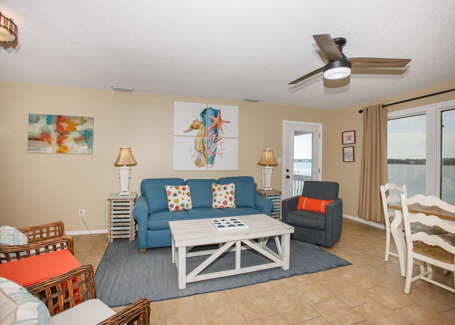 Enjoy the living room in our Sea Oats vacation rental